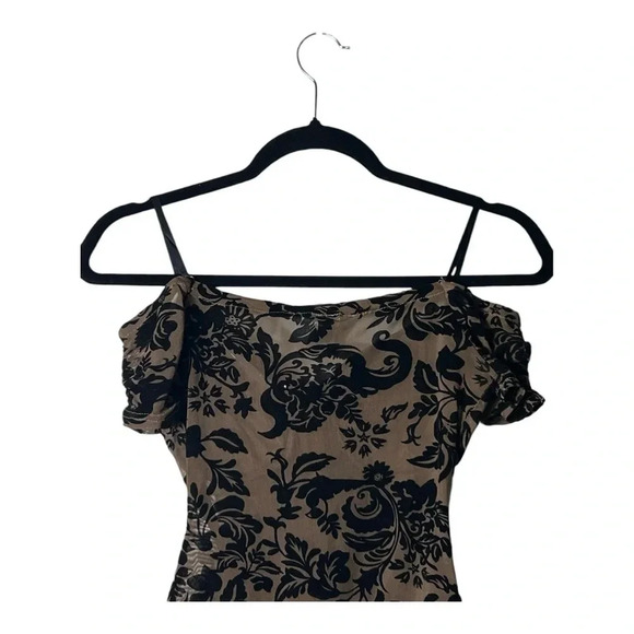 2009. WINDSOR CORSET BODYSUIT BROWN/BLACK‎ SHEER AND VELVET PADDED SIZE XSMALL - Picture 6 of 7